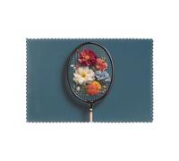 Placemats for Dining Table Set of 6 12x18in YTUOPWE Flowers on badminton racket Picture for hotel Family Banquet