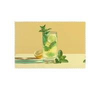 Placemats for Dining Table Set of 6 12x18in YTUOPWE Mint lemon drink Picture for hotel Family Banquet