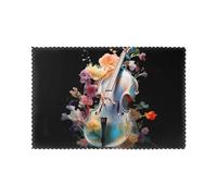 Placemats for Dining Table Set of 6 12x18in YTUOPWE Nice cello Picture for hotel Family Banquet