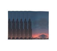 Placemats for Dining Table Set of 6 12x18in YTUOPWE Tall buildings in the evening sun Picture for hotel Family Banquet