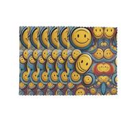 Placemats for Dining Table Set of 6 12x18in YTUOPWE Various smiley faces Picture for hotel Family Banquet