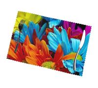 Placemats For Dining Table Set Of 6, Colorful Sunflower, Reversible & Wrinkle-Free Placemat, Polyester Place Mat, Elegant Heat-Resistant Table Mats For Kitchen Decor, Home, Hotel, Party Use, 45x30 Cm