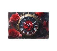 Placemats for Dining Table Set of 6 WHJDPP Little red Flower in The Clock Printing Hotel Family Banquet
