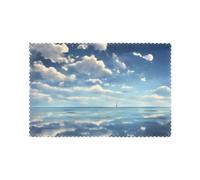 Placemats for Dining Table Set of 6 WHJDPP White Clouds Over The sea Printing Hotel Family Banquet