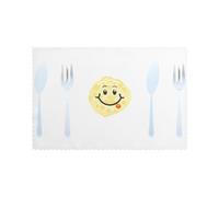 Placemats for Dining Table Set of 6 WHJSHOP Healing Smiley Omelette Prints Hotel Family Banquet