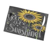 Placemats For Dining Table Set Of 6, You Are My Sunflower, Reversible Wrinkle-Free Placemat, Polyester Place Mat, Elegant Heat-Resistant Table Mats For Kitchen Decor, Home, Hotel, Party Use, 45x30 Cm