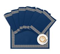 Placemats Geometric Greek Key Design Place Mats for Dining Room Dinner Table Navy Blue Washable Table Mats Kitchen Decorations Set of 6