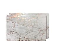 Placemats Kitchen Table Decor Set, Non-Slip Washable Heat Resistant Rose Gold 12x18 In Marble Rectangle