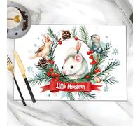 Placemats Leaf Green Christmas Table Mats Linen Soft Durable & Machine Washable Table Placemats Non Slip Heat Resistant for Daily Kitchens Restaurants Party Decors 45x30 cm/2 pieces