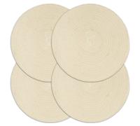 Placemats Natural Jute 38 cm Round Handmade Set of 4 Soft Durable Dining for4pcs