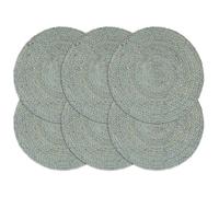 Placemats Olive Green 38cm Round Jute Handmade Set of 6 Eco Handwoven Table Mats