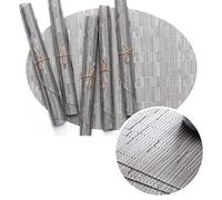 Placemats Outdoor, Table Mats 6 Piece 18x13 Inch Oval Bamboo Pattern Vinyl Polyester Light Gray