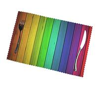 Placemats Place mats Colored Wood Placemats Set Of 6, Table Mats Washable Placemat For Kitchen Dining Decoration