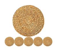 Placemats Round Braided Placemats, Water Hyacinth Placemats Washable, Set of 6 Large Woven Table Mats Heat Resistant Coasters Non-Slip Cup Mat for Dining Table (Size : 20cm)