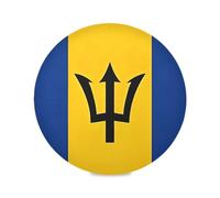 Placemats Round Christmas Floral Dining Plate Mat Set of 4, Non Slip Washable Diner Placemat for Round Table Barbados Flag 15.4 Inch