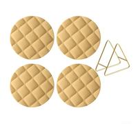 Placemats Set, 4pcs Round Silicone Non Slip Heat Resistant Table Mats, Pattern Pot Bowl Coasters with Stand(yellow 16cm)