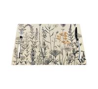 Placemats Set of 1 PC Washable PVC Table Mats Heat Resistant Vinyl Woven Place Mats Floral Herbs Botanical Engraving Placemats Non-Slip Wipeable Placemat for Kitchen Dining Table Decoration 45 x 30 cm