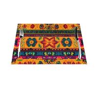 Placemats Set of 1 PC Washable Wipeable Table Mats Heat Resistant Weave Place Mats Mexican Folk Art Placemats Wrinkle Free Place Mats for Dining Table Kitchen Party Holiday Decoration 30 x 45 cm