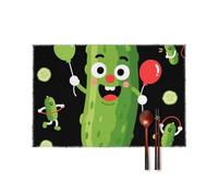 Placemats Set of 4-12x18 Inch Canvas Heat-Resistant Non-Slip Table Mats Washable Reusable Tablemats, Funny Pickle Place Mats for Dining & Decor