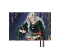 Placemats Set of 4-12x18 Inch Canvas Heat-Resistant Non-Slip Table Mats Washable Reusable Tablemats, Forest Witch Place Mats for Dining & Decor