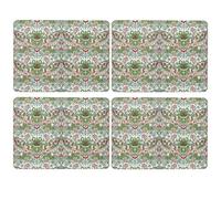 Placemats Set of 4 For Dining | Ideal Kitchen Non Slip Washable Place Mats | Easy to Clean Table Mats (William Morris Strawberry Thief 1682)