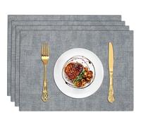 Placemats Set of 4, Heat Insulation PU Leather Table Mats Waterproof Washable Dining Place Mats for Kitchen Indoor Outdoor Party, 17 x11.8 inch(Light Blue)