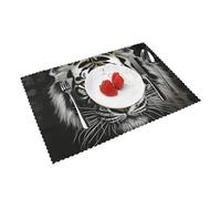 Placemats Set of 4 Heat Resistant Non-Slip Place Mats for Dining Table Black and White Tigers Placemats Washable Woven Table Mats Wipeable Placemat for Kitchen Party Holiday Decoration 30 x 45 cm