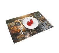 Placemats Set of 4 Heat Resistant Place Mats Non-Slip Washable Table Mat Bear crossing the river Wipeable Placemat for Kitchen Dining Table Wrinkle Free Table Place Mats for Indoor Outdoor