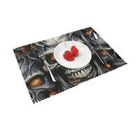 Placemats Set of 4 Heat Resistant Place Mats Non-Slip Washable Table Mat Cool Evil Skull Wipeable Placemat for Kitchen Dining Table Wrinkle Free Table Place Mats for Indoor Outdoor