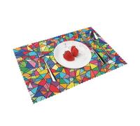 Placemats Set of 4 Heat Resistant Place Mats Non-Slip Washable Table Mats Bright Geometric Shapes Wipeable Placemat for Kitchen Dining Table Wrinkle Free Table Place Mats for Indoor Outdoor