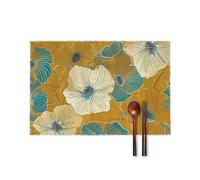 Placemats Set of 4 Heat Resistant Placemats for Dining Table Washable Placemats Mustard and Teal Table Mats Non-Slip Woven Placemats for Kitchen Wedding Party Decoration 12 X 18 Inch