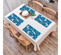 Placemats Set of 4,Magical Purrmaid Swimming,Washable PVC Place Mats, Woven Vinyl Plastic Placemats for Dining Table, Non-Slip Kitchen Placemats
