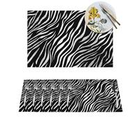 Placemats Set of 4 PCS Washable PVC Place Mats Heat Resistant Woven Place Mats Zebra Print Placemats Non-Slip Wipeable Vinyl Table Mats for Kitchen Dining Room Table Decoration 18 X 12 in