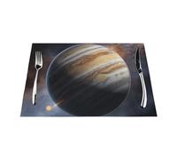 Placemats Set of 4 PCS Washable Wipeable Table Mats Heat Resistant Weave Place Mats Jupiter Landscape Placemats Wrinkle Free Place Mats for Dining Table Kitchen Party Holiday Decoration 30 x 45 cm