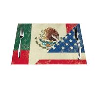 Placemats Set of 4 PCS Washable Wipeable Table Mats Heat Resistant Weave Place Mats Mexican American Flag Placemats Wrinkle Free Place Mats for Dining Table Kitchen Party Holiday Decoration 30 x 45 cm