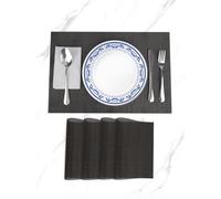 Placemats Set of 4, Place Mats for Kitchen Dining Table, Heat-Resistant Anti-Skid Stain Washable PVC Table Mats, Easy to Cleaning Woven Vinyl Dinner Mats, Livid Grey