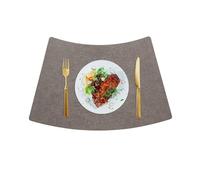 Placemats Set of 4 Unique, Table Mats Unique 20x12 Inch Reversible Solid Color Cowhide Texture PVC Leather Grey Brown Yellow