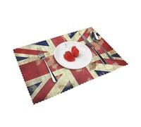 Placemats Set of 4 Washable Placemats for Dining Table 12x18 Inch Heat Resistant Place Mats Vintage Union Jack British Flag Non-Slip Table Mats for Kitchen Weddings Party Decor Indoor/Outdoor
