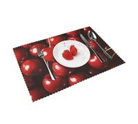 Placemats Set of 4 Washable Wipeable Table Mats Heat Resistant Weave Place Mats Chilean cherries Placemats Wrinkle Free Place Mats for Dining Table Kitchen Party Holiday Decoration 30 x 45 cm