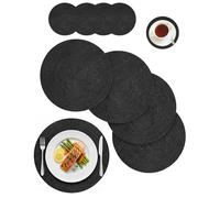 Placemats Set of 4 with Coasters Large - GiftGem Woven Place Mats for Dining Table, Natural Heat Resistant Non-Slip Round Mats, Kitchen Home Decor Tableware Protection
