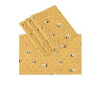 Placemats Set of 4 Yellow Bee Honeycomb, Heat Resistant Placemats Honey Bees Washable Table Mats for Kitchen Dinning Table Decor,18 x 12 Inch