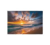 Placemats Set of 6 12x18in YYHHAOFA Beach Maui Hawaii Sunset Sea Waves Clouds Prints - Thick, Sturdy, for Dining, Kitchen, Hotel, Home, and Banquet Decorations