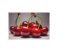 Placemats Set of 6 12x18in YYHHAOFA Chilean Cherries Prints - Thick, Sturdy, for Dining, Kitchen, Hotel, Home, and Banquet Decorations