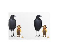 Placemats Set of 6 12x18in YYHHAOFA Crow Standing Next to a Scarecrow Prints - Thick, Sturdy, for Dining, Kitchen, Hotel, Home, and Banquet Decorations