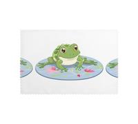 Placemats Set of 6 12x18in YYHHAOFA Frog on a Round Carpet Prints - Thick, Sturdy, for Dining, Kitchen, Hotel, Home, and Banquet Decorations