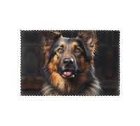 Placemats Set of 6 12x18in YYHHAOFA German Shepherd Prints - Thick, Sturdy, for Dining, Kitchen, Hotel, Home, and Banquet Decorations