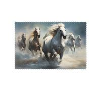 Placemats Set of 6 12x18in YYHHAOFA Horses Running Wild in The River Prints - Thick, Sturdy, for Dining, Kitchen, Hotel, Home, and Banquet Decorations