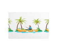Placemats Set of 6 12x18in YYHHAOFA Kayaking Under The Coconut Trees Prints - Thick, Sturdy, for Dining, Kitchen, Hotel, Home, and Banquet Decorations