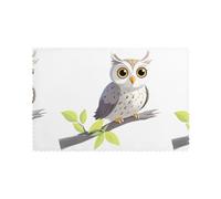 Placemats Set of 6 12x18in YYHHAOFA Owl Chirping on a Willow Branch Prints - Thick, Sturdy, for Dining, Kitchen, Hotel, Home, and Banquet Decorations