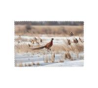 Placemats Set of 6 12x18in YYHHAOFA Pheasant Hunting Prints - Thick, Sturdy, for Dining, Kitchen, Hotel, Home, and Banquet Decorations